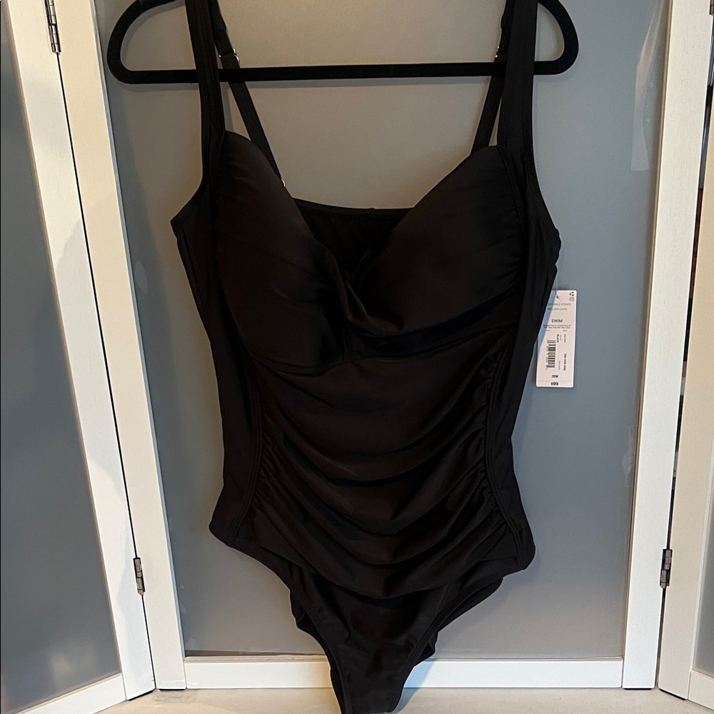 Liz Claiborne 20 W black swimsuit new